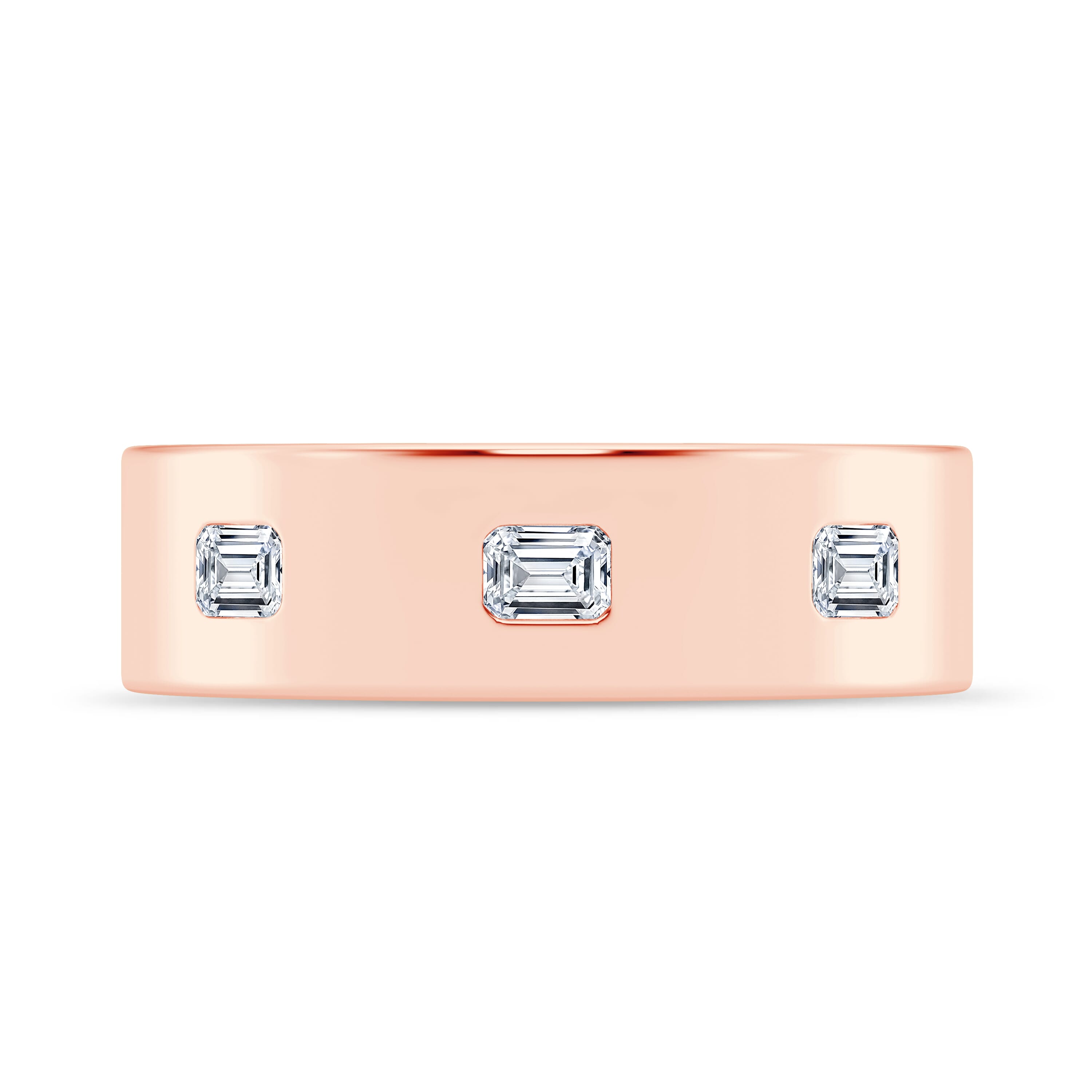Flush Set Emerald-Cut Diamond Band (7mm)