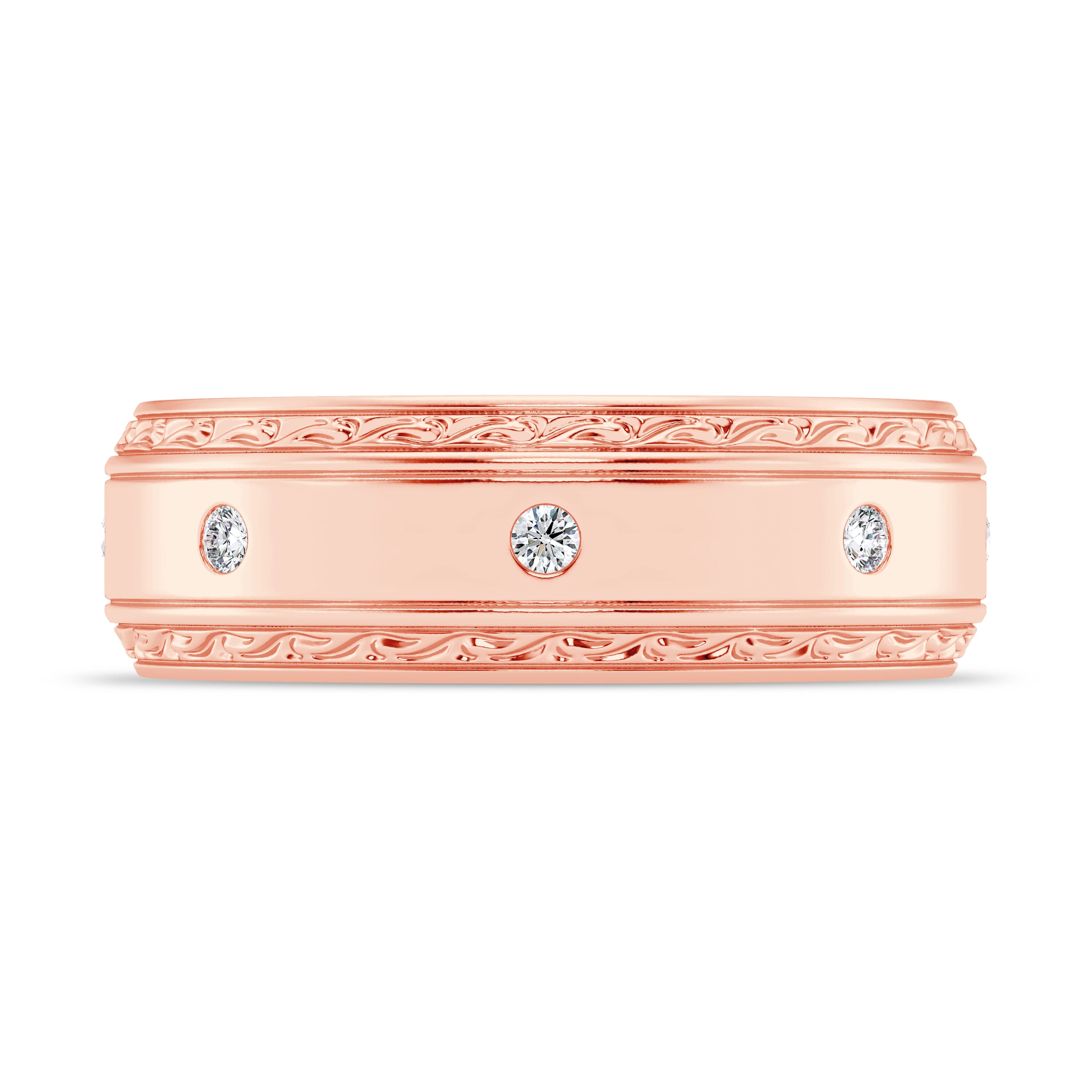 Engraved Diamond Beveled Eternity Band (8mm)