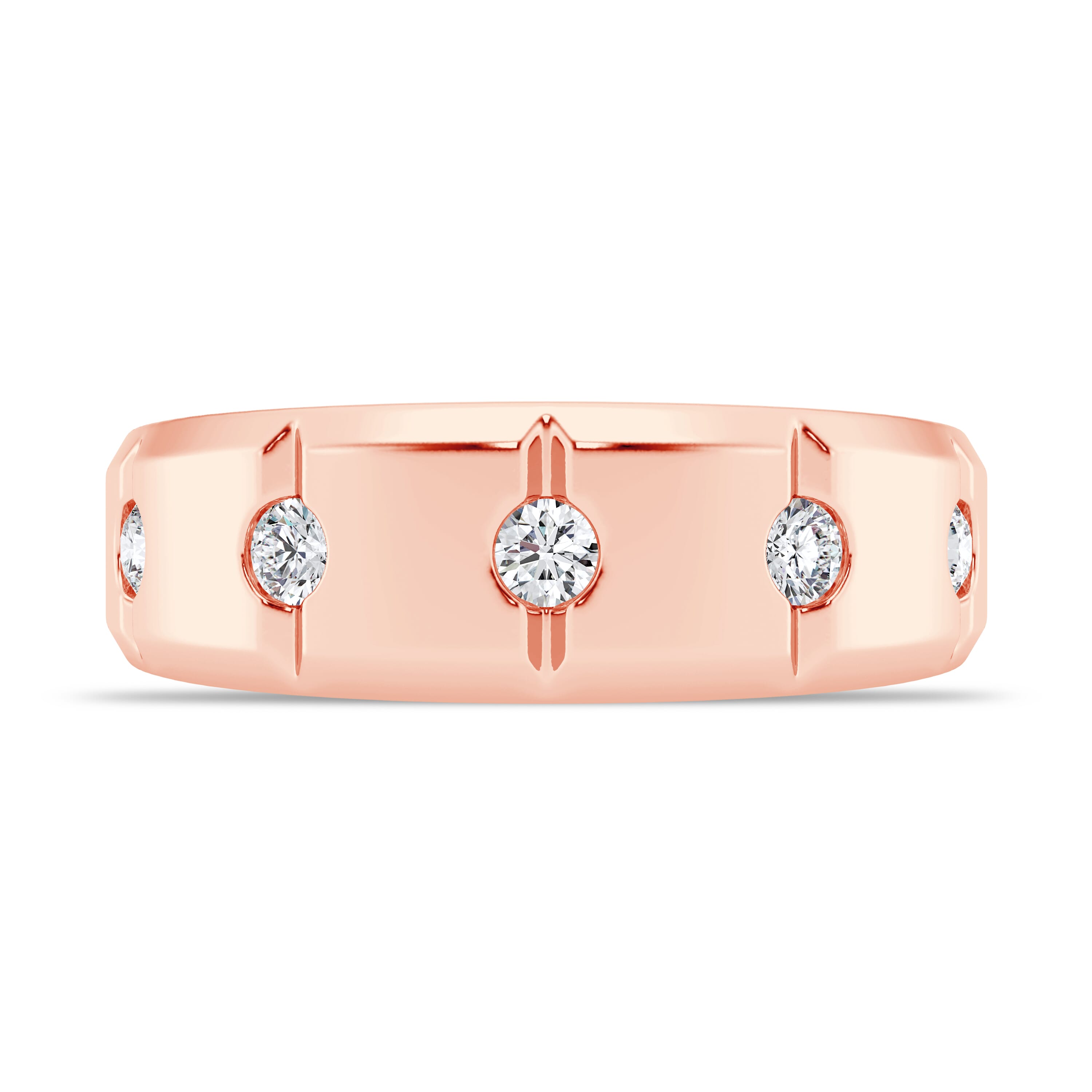Grooved Tapered Lab Diamond Band (7mm)