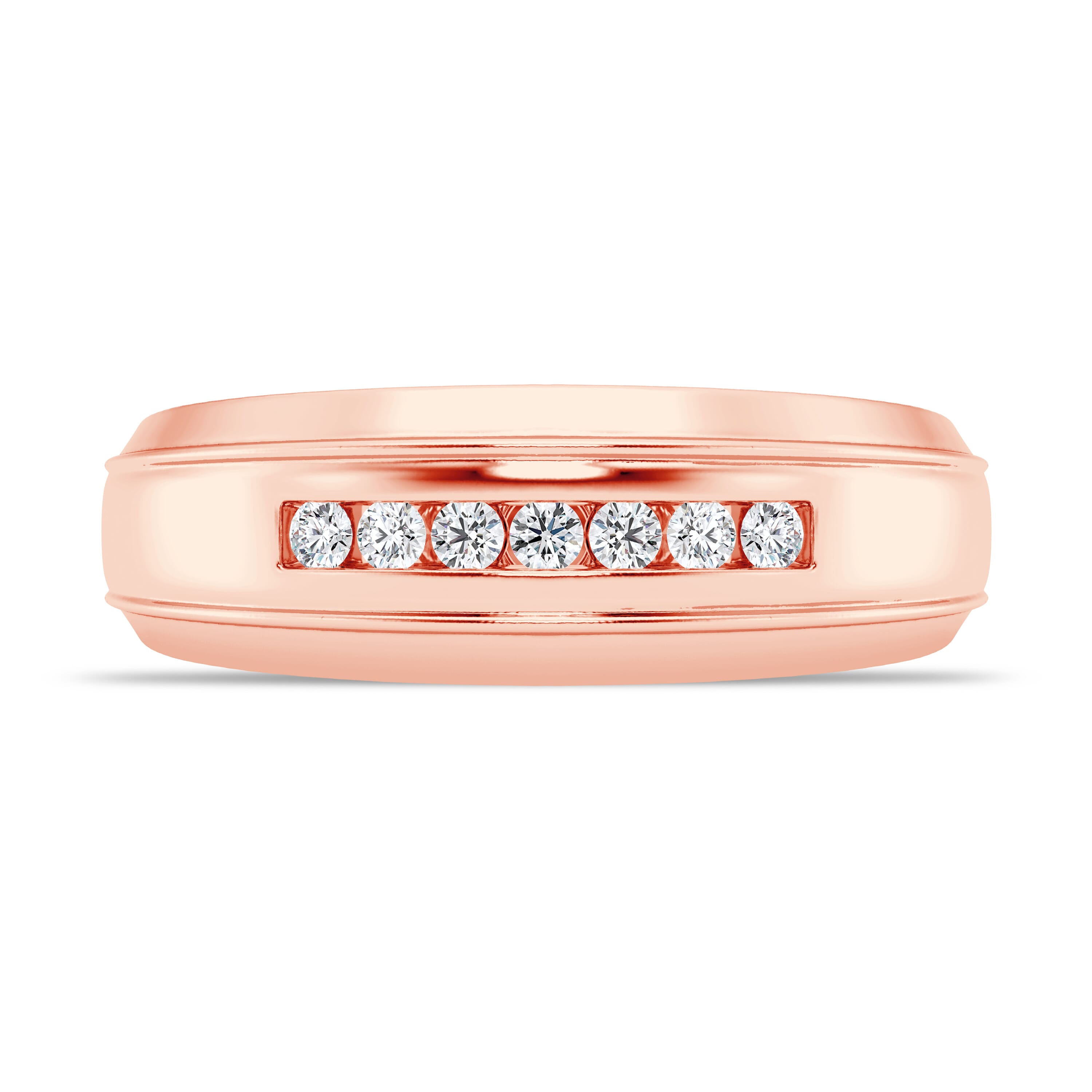 Grooved Channel-Set Diamond Band (7.5mm)