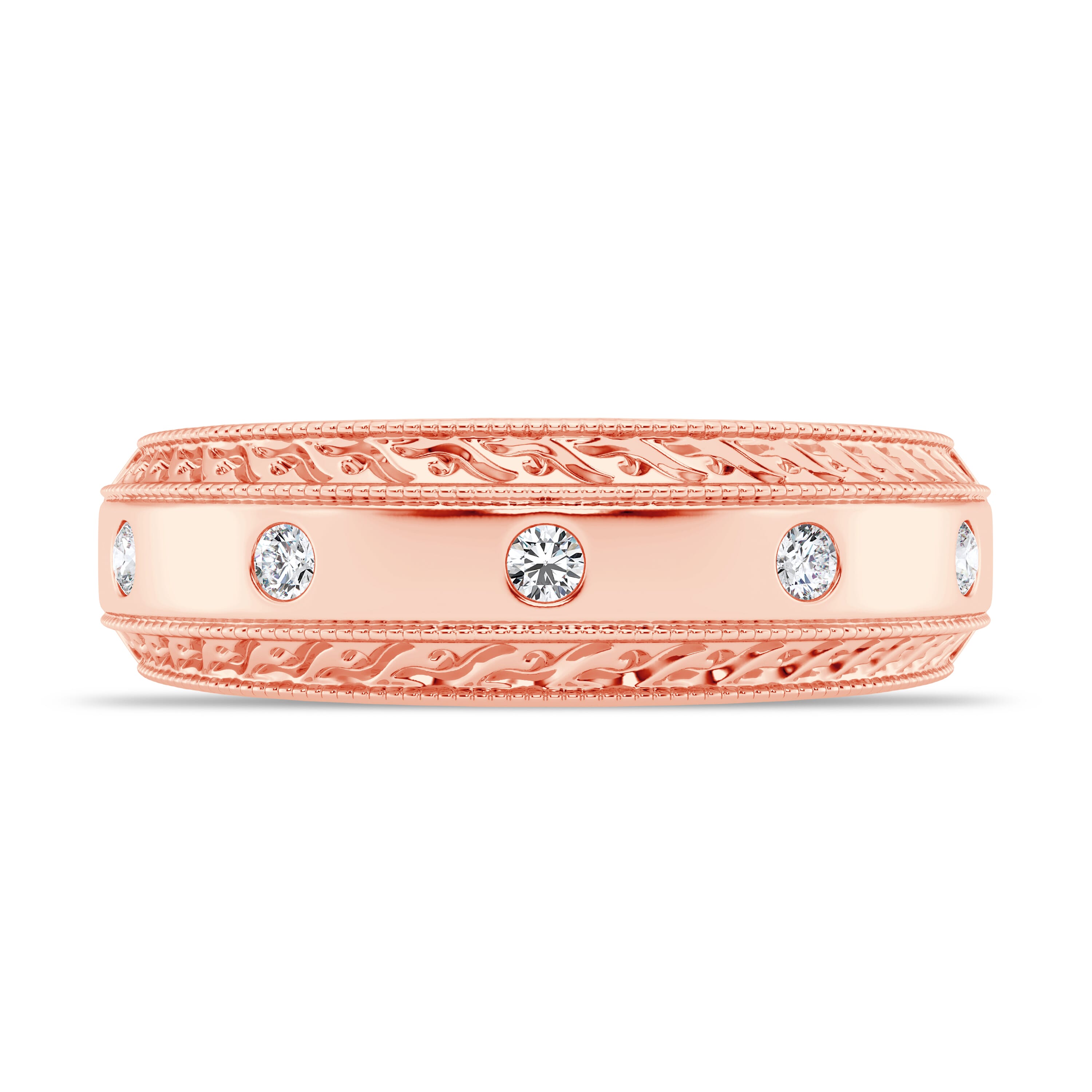 Engraved Diamond Milgrain Band (7.5mm)
