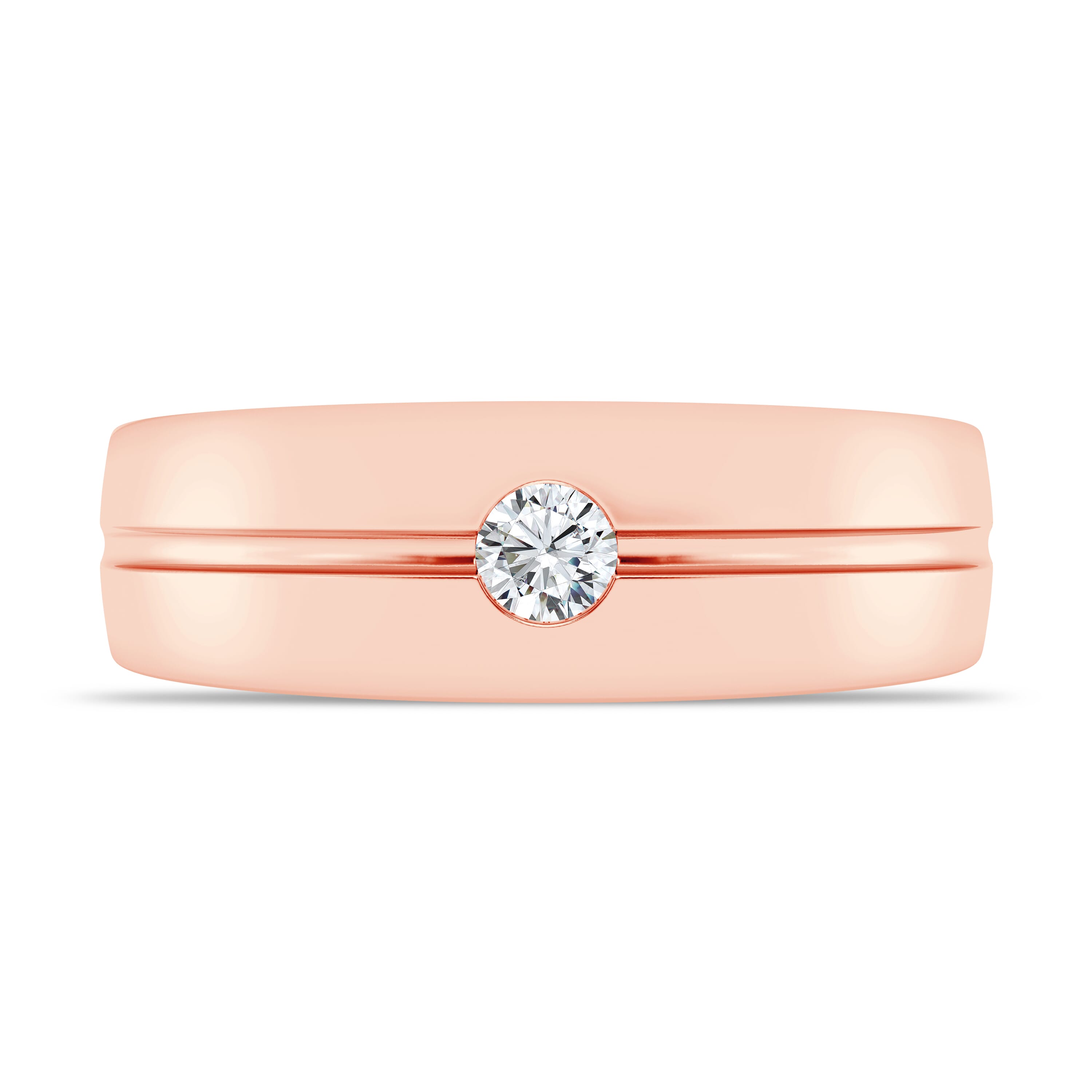 Grooved Diamond Solitaire Band (7mm)