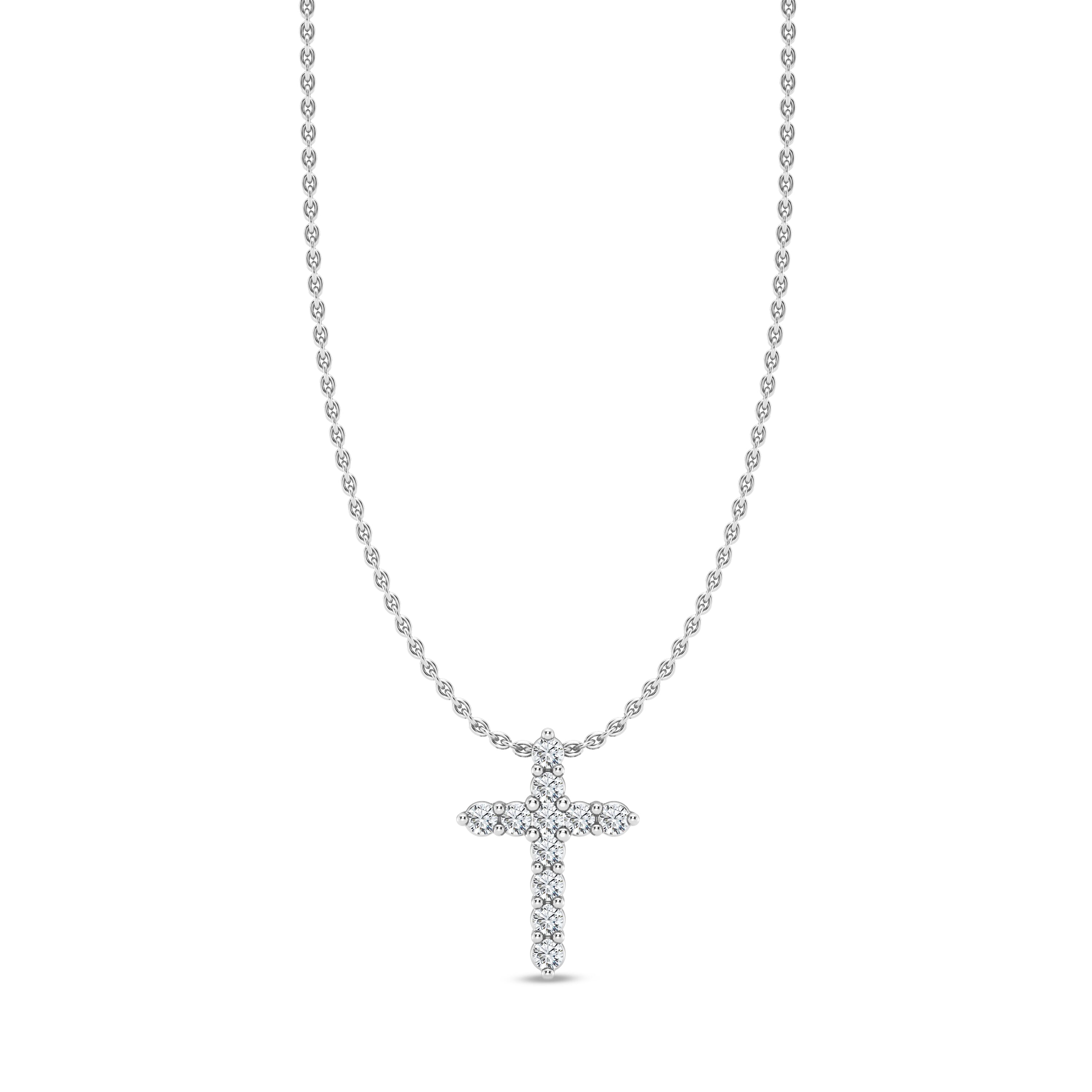 Classic Shared Prong Lab Diamond Cross Pendant (.10 ct. tw.)