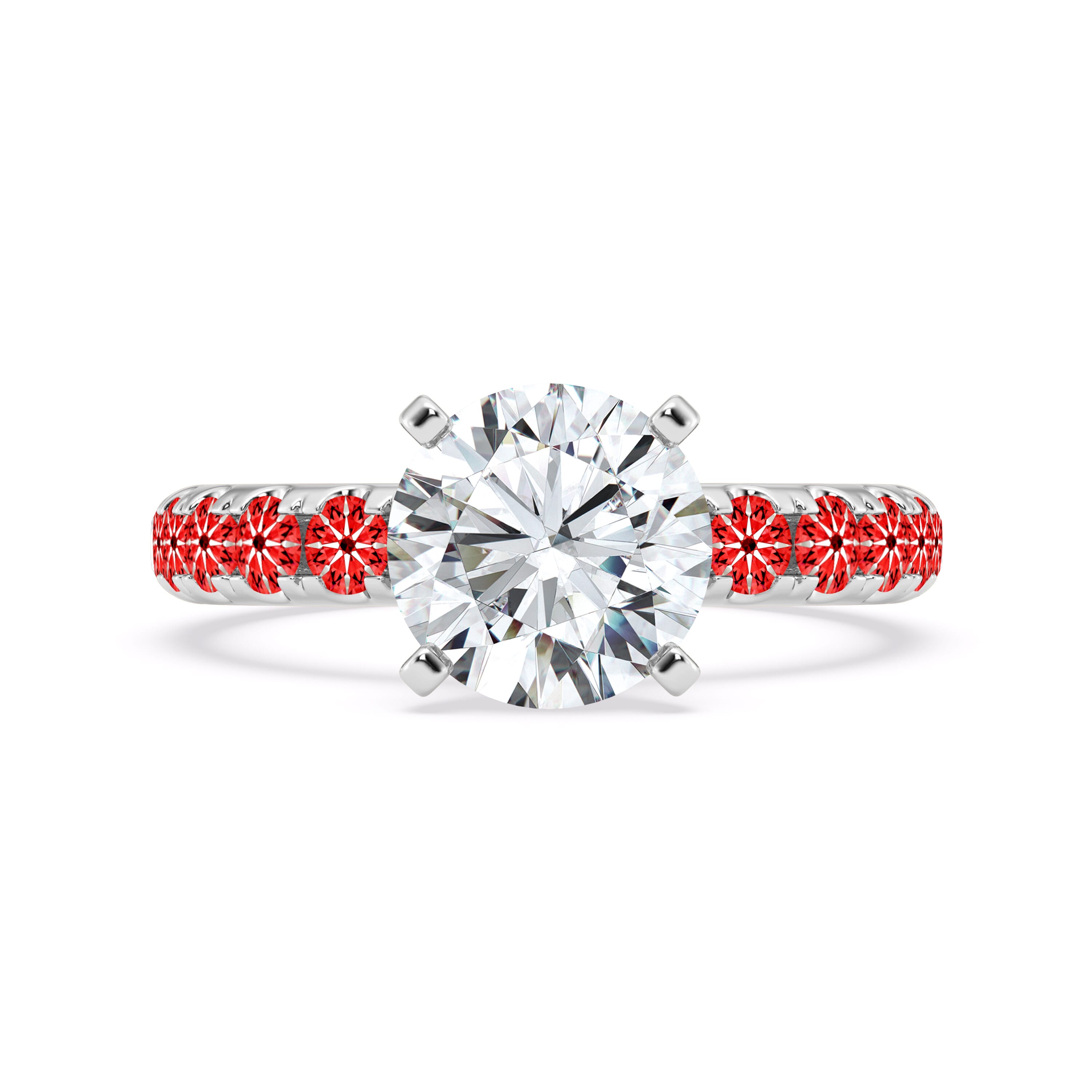 14K White Gold Signature Hearts & Arrows Pavé Engagement Ring (.70ct. tw.)