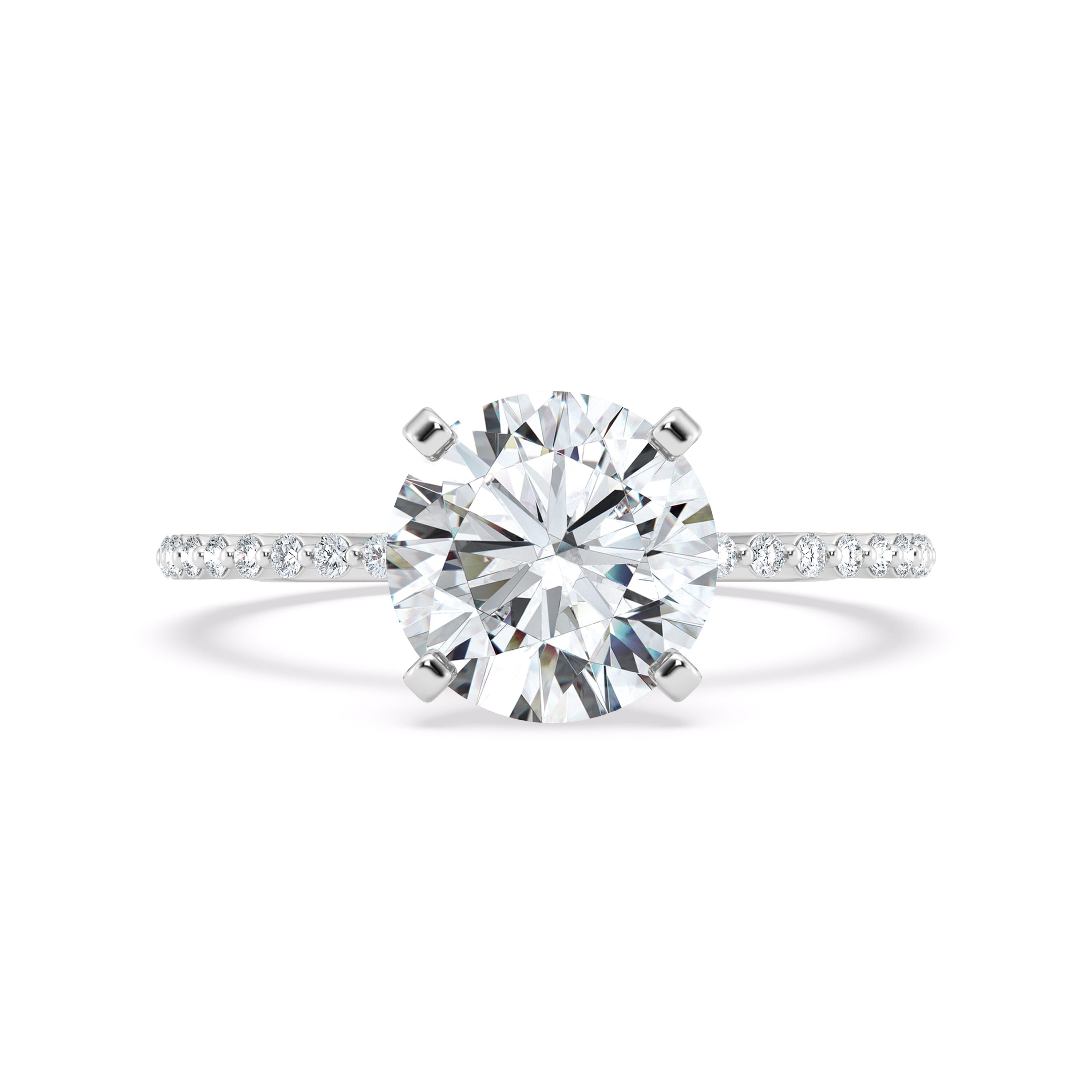 Platinum Tradition Pavé Lab Shared Prong Hidden Halo Engagement Ring (1/4ct. tw.)