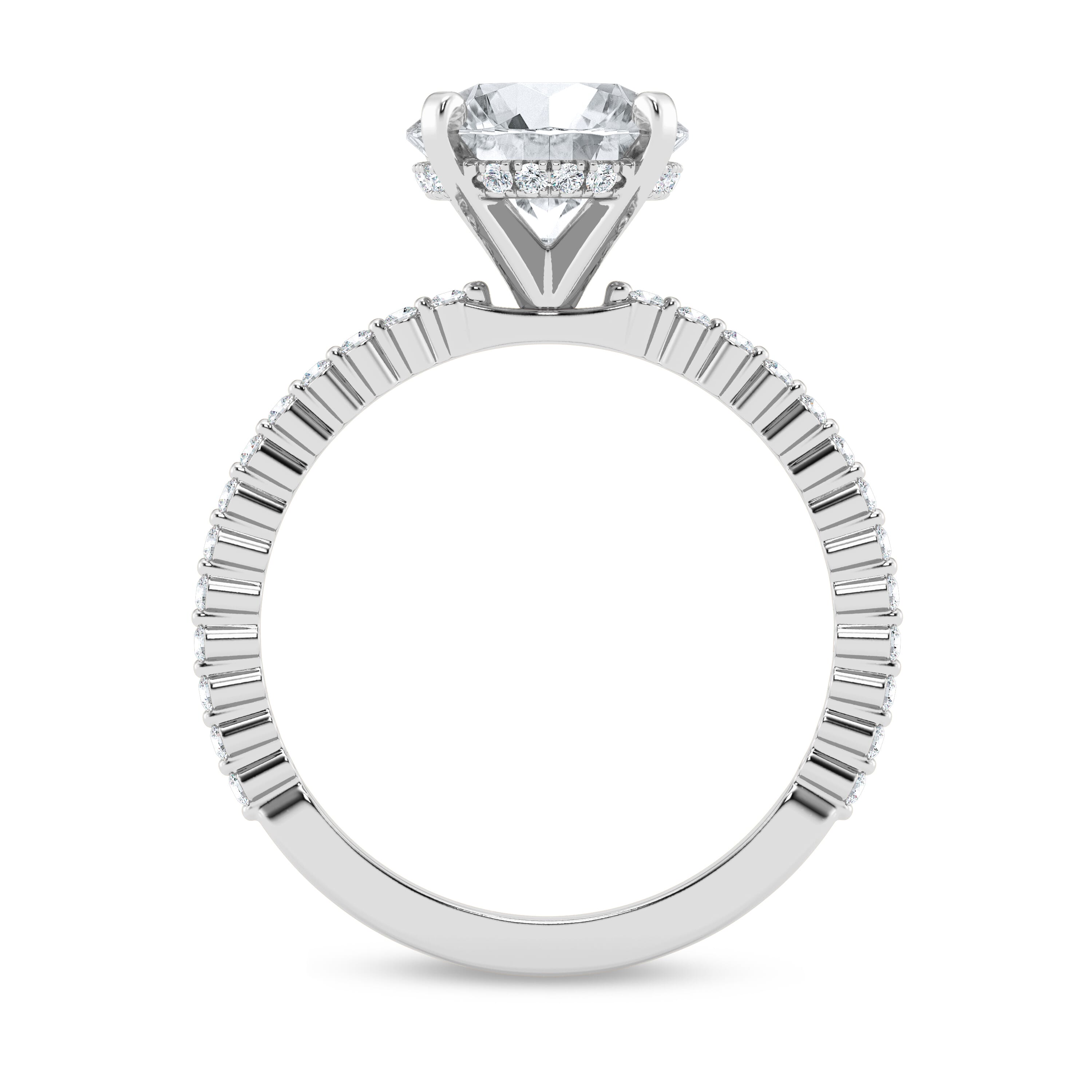 Platinum Tradition Pavé Lab Shared Prong Hidden Halo Engagement Ring (1/4ct. tw.)