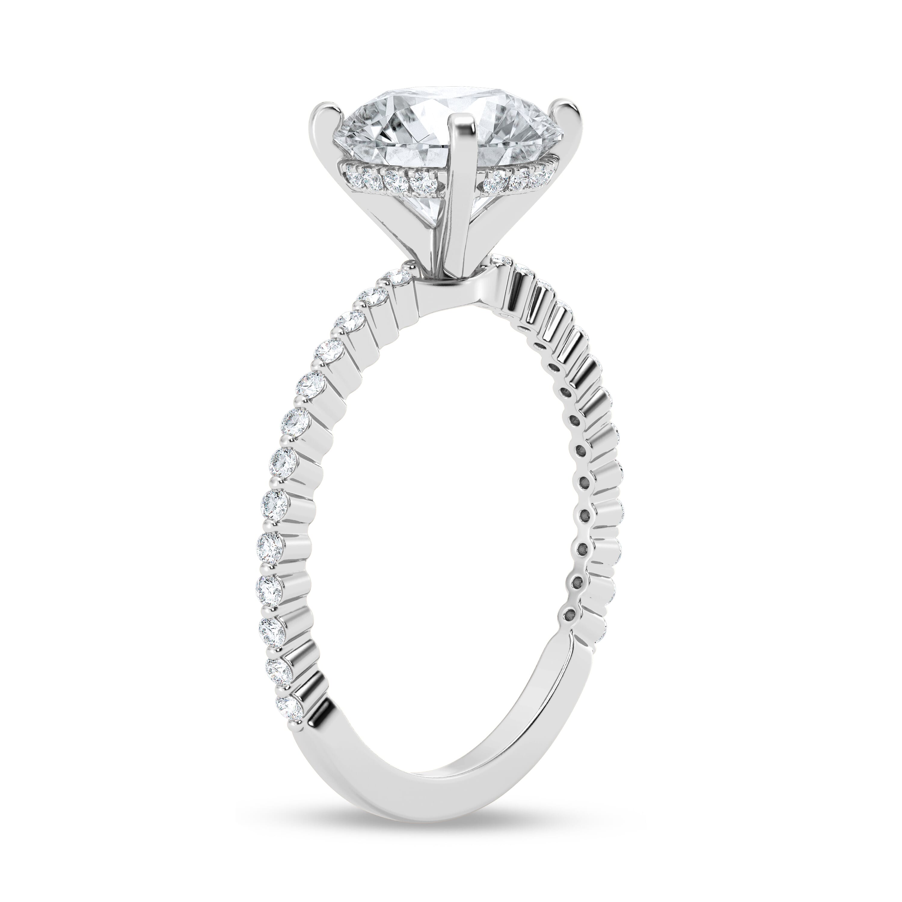 14K White Gold Signature Hearts & Arrows Hidden Halo Shared Prong Engagement Ring (1/4ct. tw.)