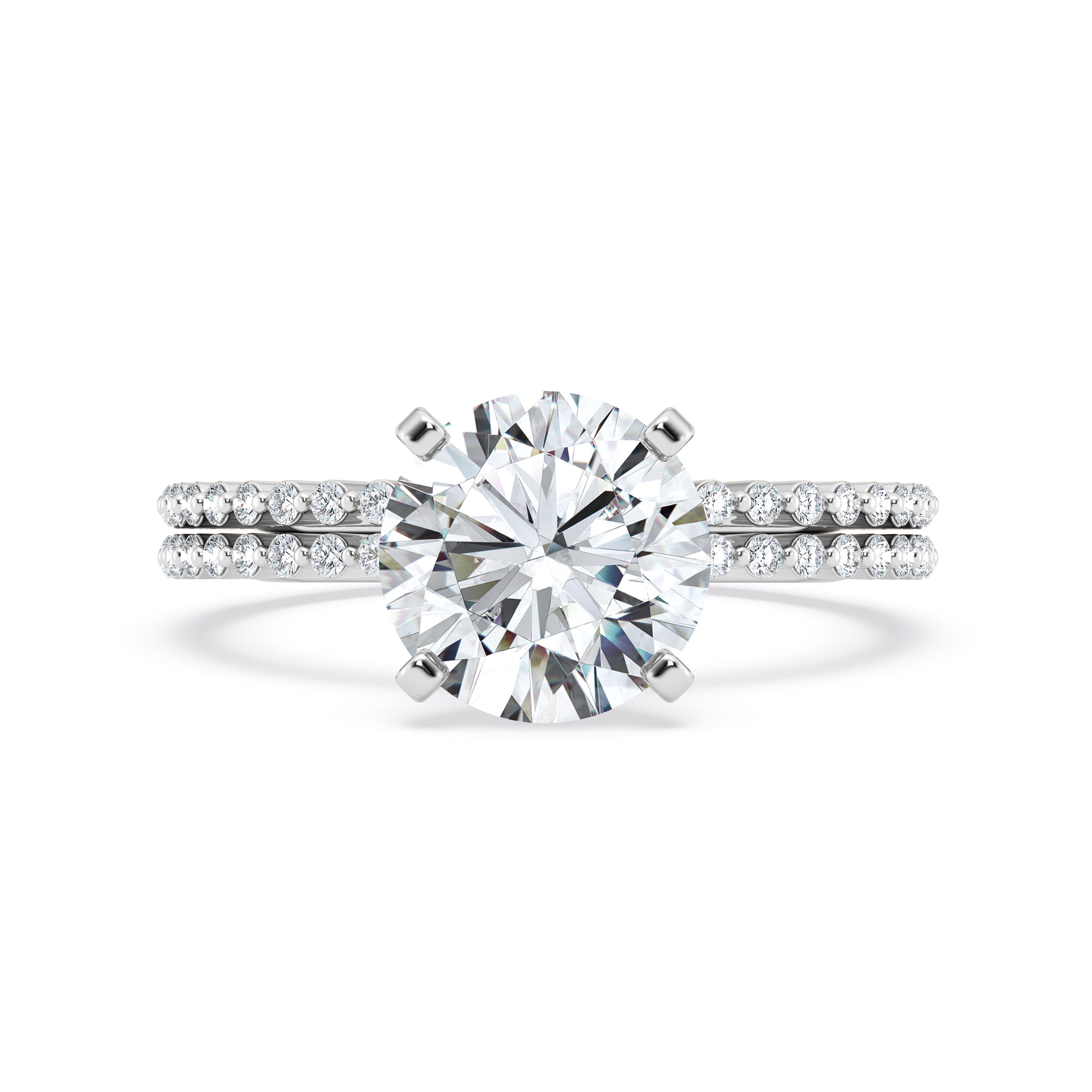 14K White Gold Signature Hearts & Arrows Hidden Halo Shared Prong Engagement Ring (1/4ct. tw.)