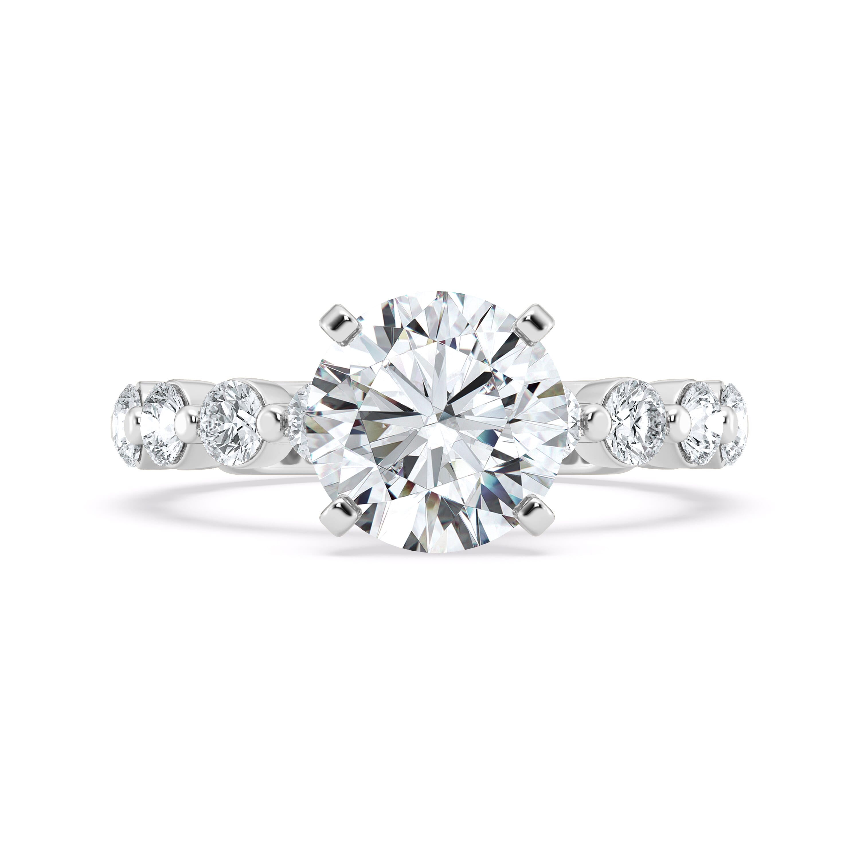 14K White Gold Tradition Pavé Lab Shared Prong Hidden Halo Engagement Ring (1.05ct. tw.)
