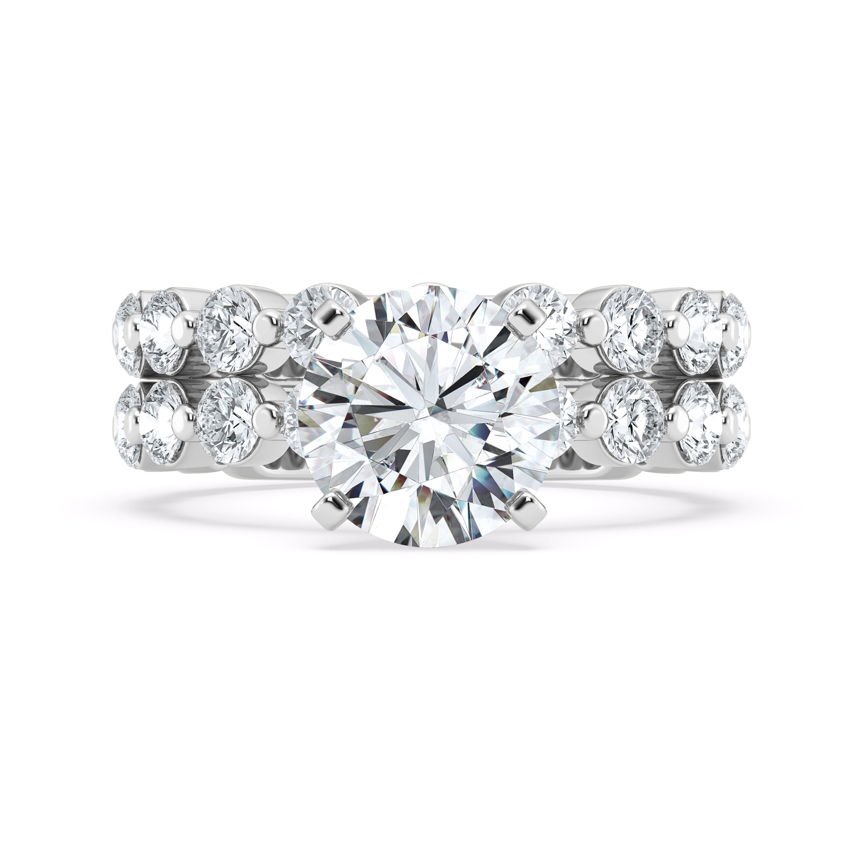14K White Gold Tradition Pavé Lab Shared Prong Hidden Halo Engagement Ring (1.05ct. tw.)