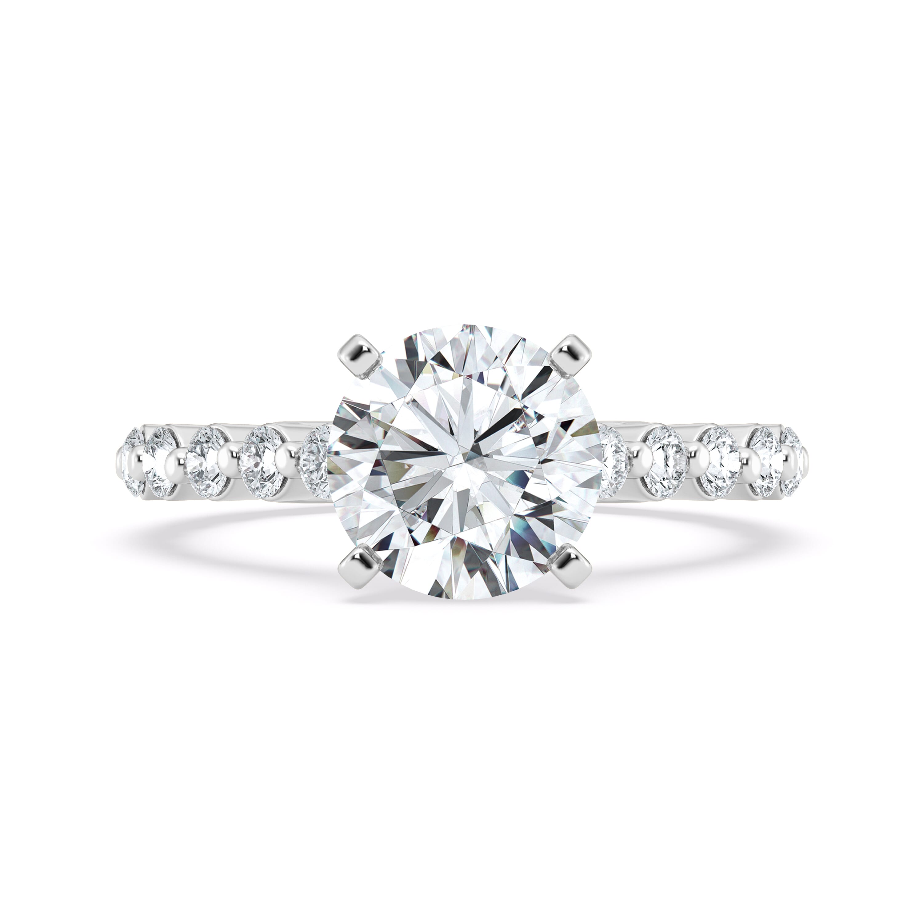 Platinum Tradition Shared Prong Pavé Lab Cathedral Engagement Ring (.70ct. tw.)
