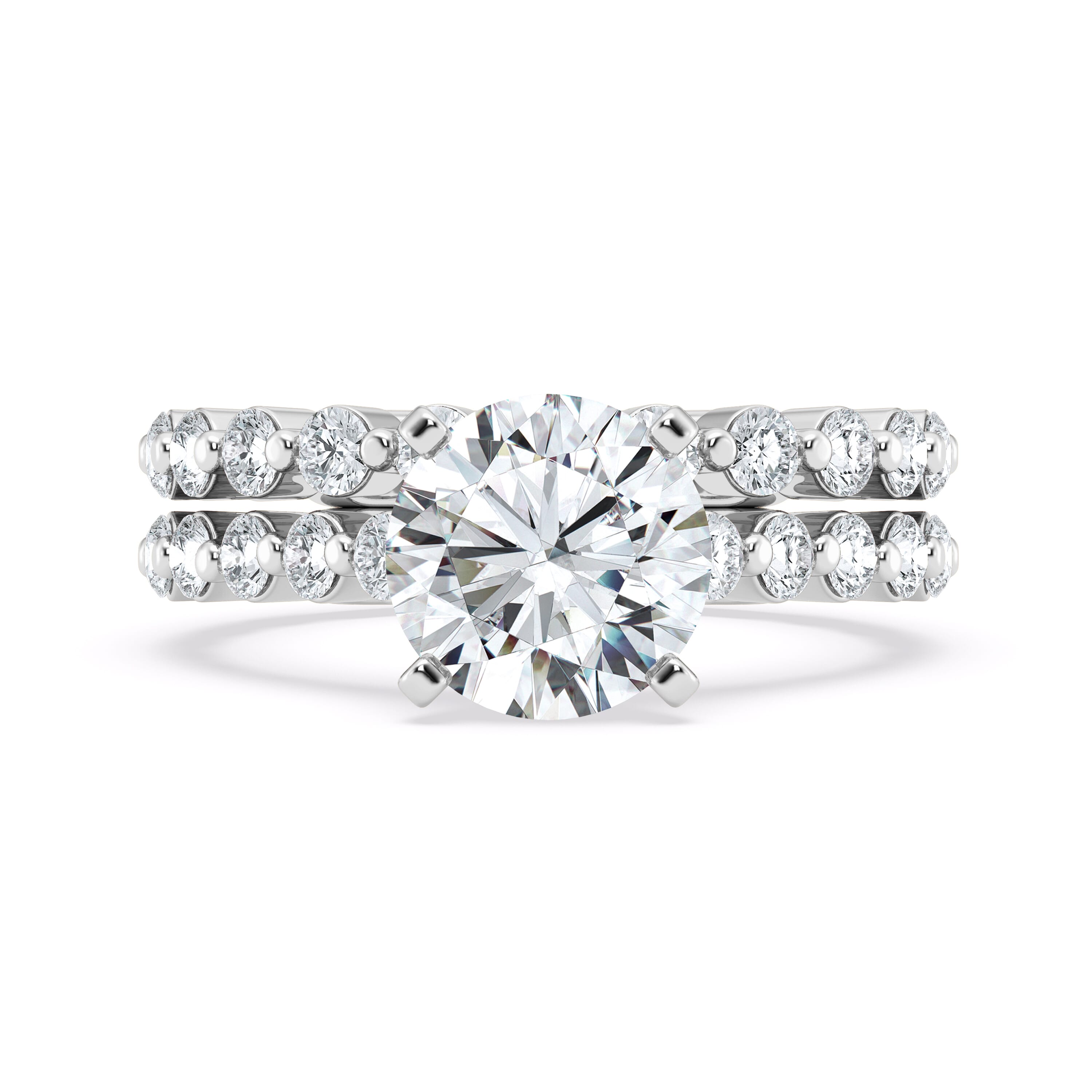 Platinum Tradition Shared Prong Pavé Lab Cathedral Engagement Ring (.70ct. tw.)