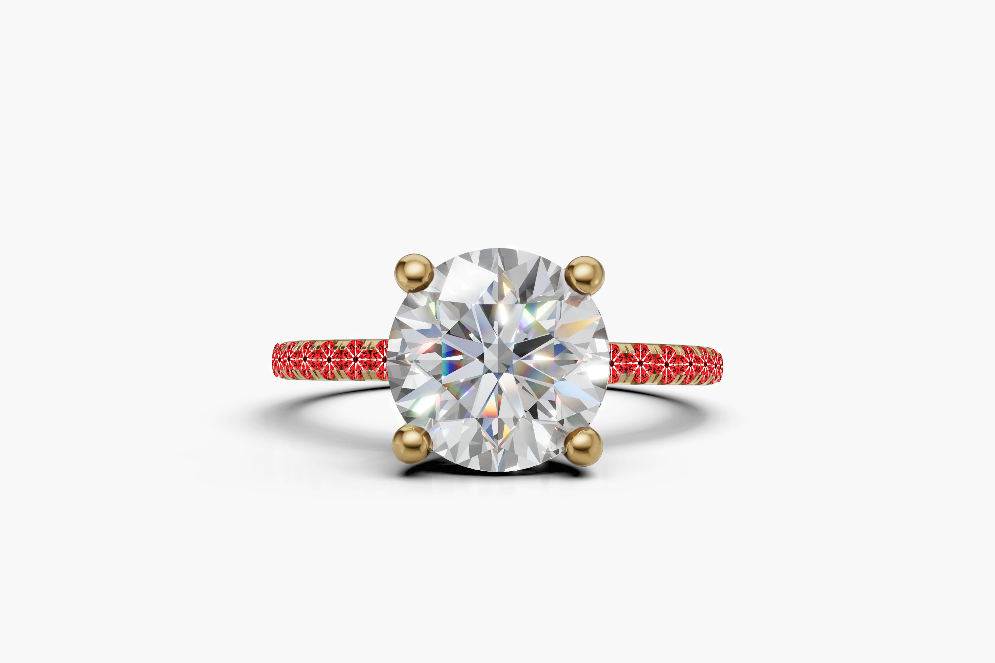 14K Yellow Gold Signature Hearts & Arrows Classic Hidden Halo Pavé Lab Engagement Ring (1/4ct. tw.)
