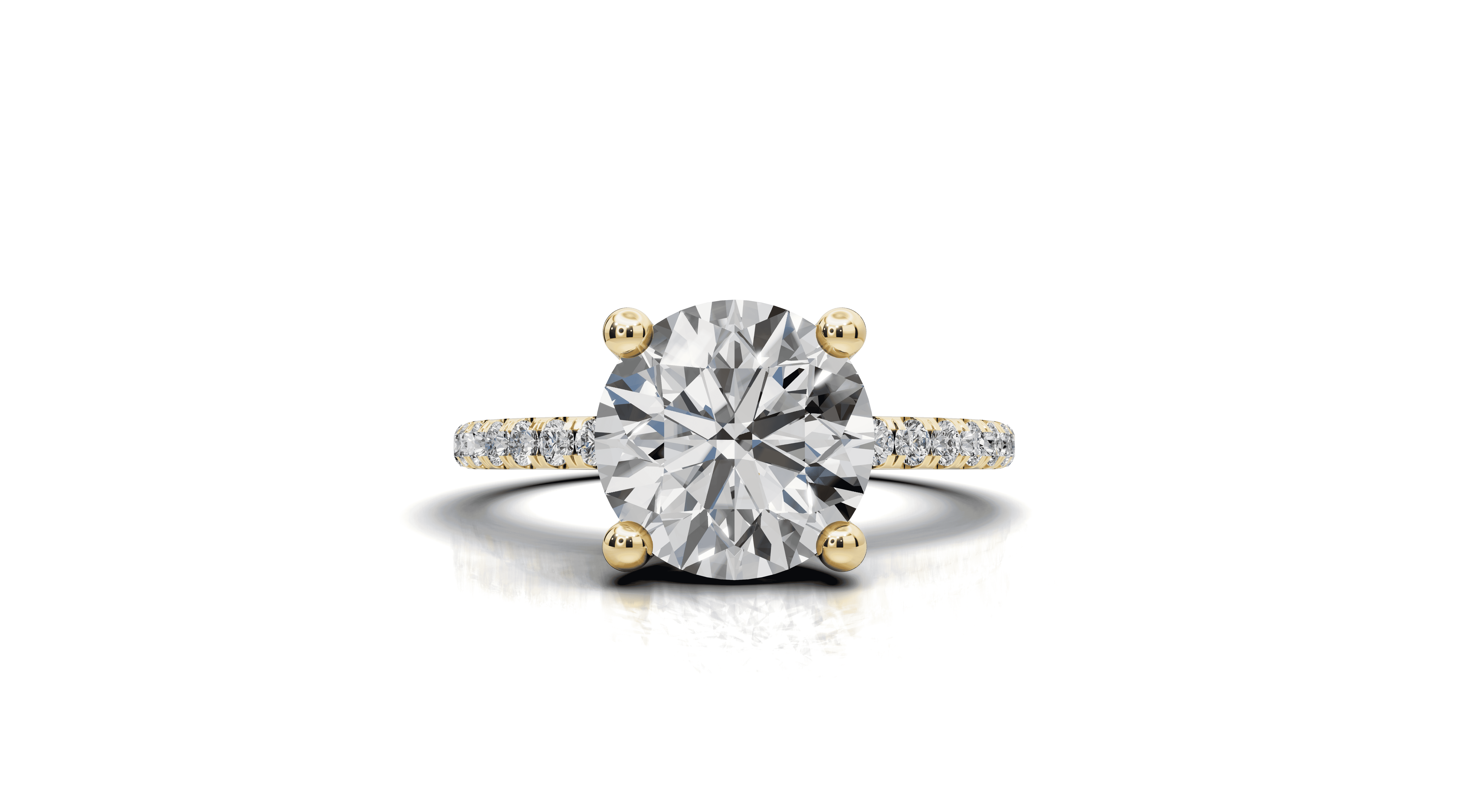 14K Yellow Gold Signature Hearts & Arrows Classic Hidden Halo Pavé Lab Engagement Ring (1/4ct. tw.)