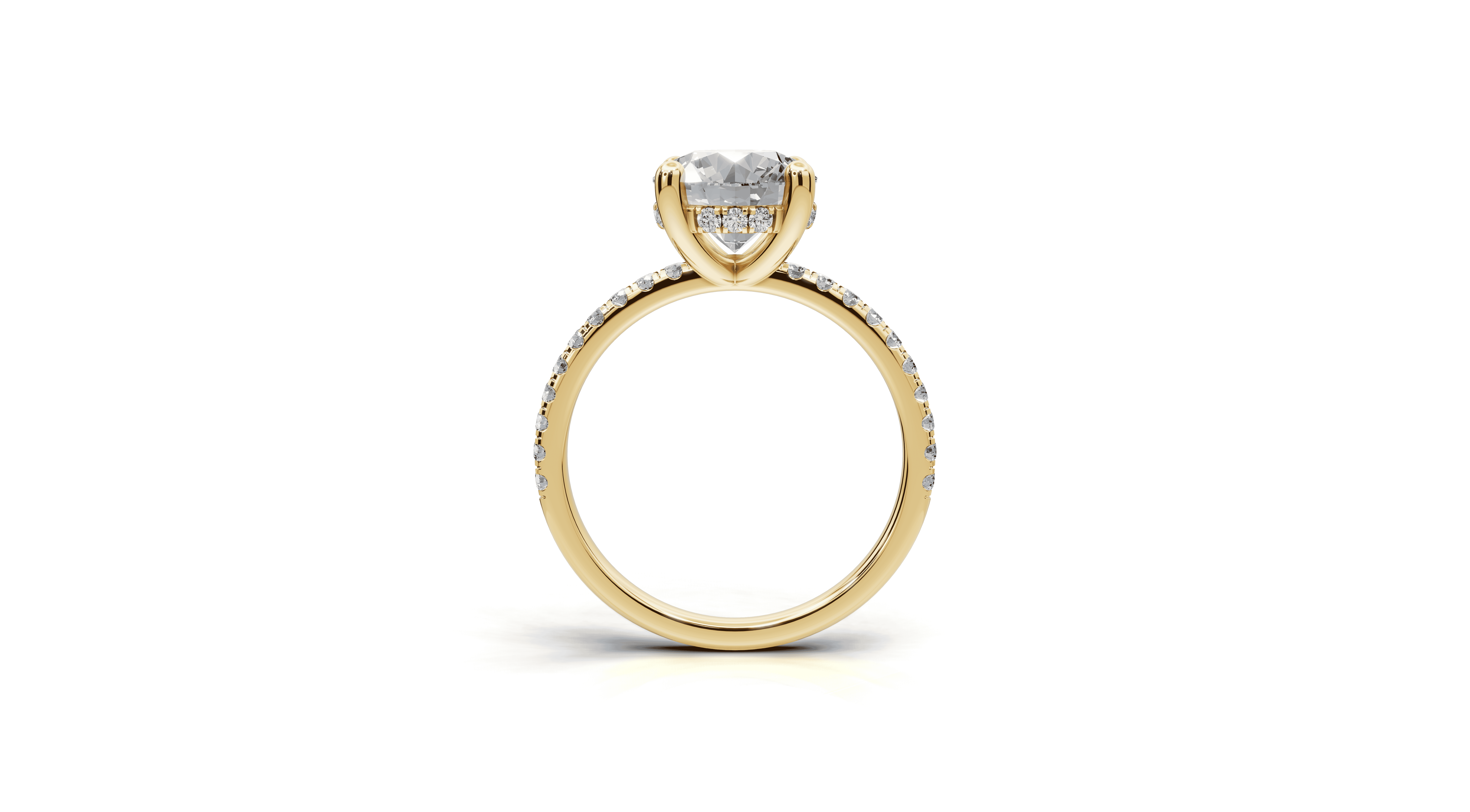 14K Yellow Gold Signature Hearts & Arrows Classic Hidden Halo Pavé Lab Engagement Ring (1/4ct. tw.)