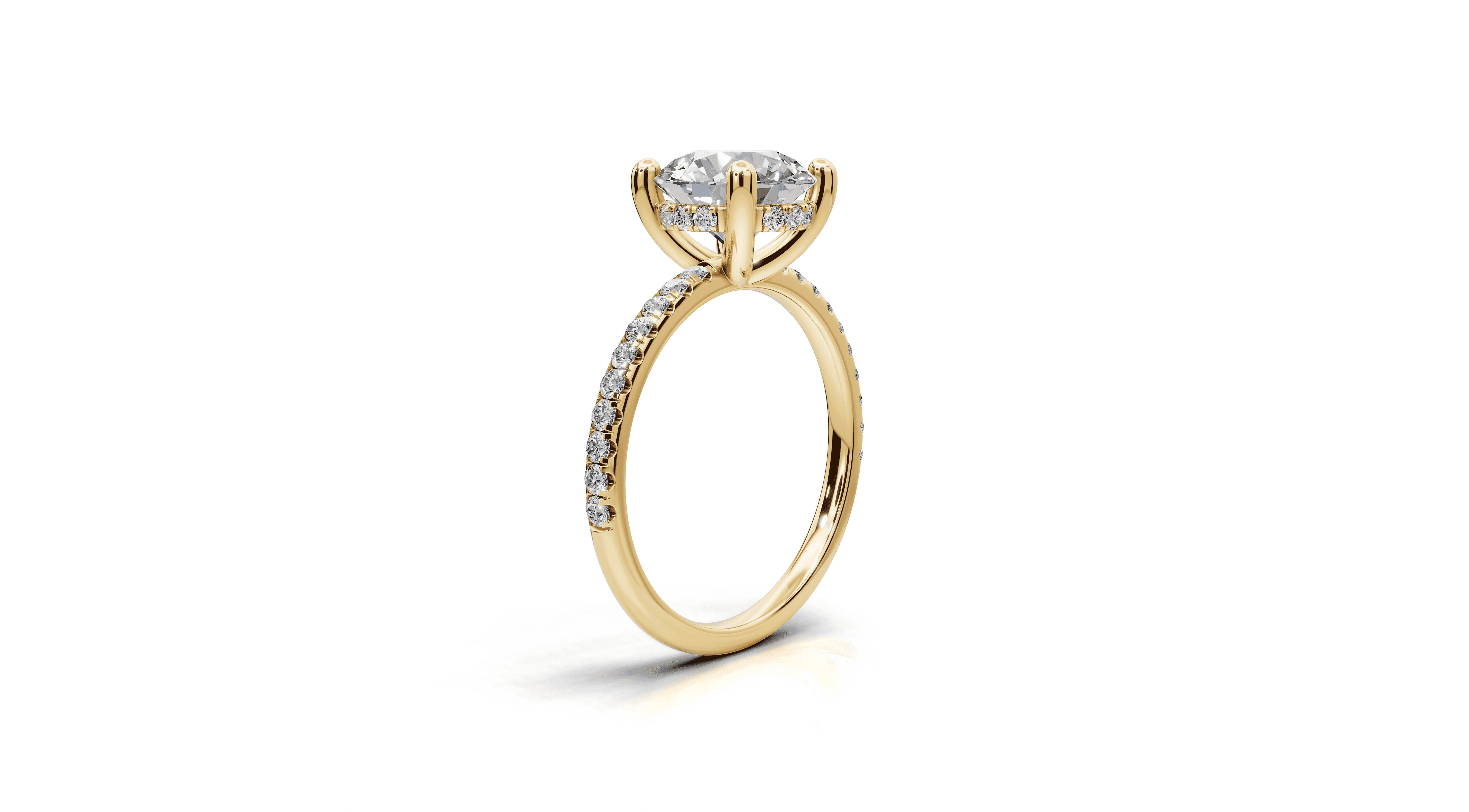 14K Yellow Gold Signature Hearts & Arrows Classic Hidden Halo Pavé Lab Engagement Ring (1/4ct. tw.)