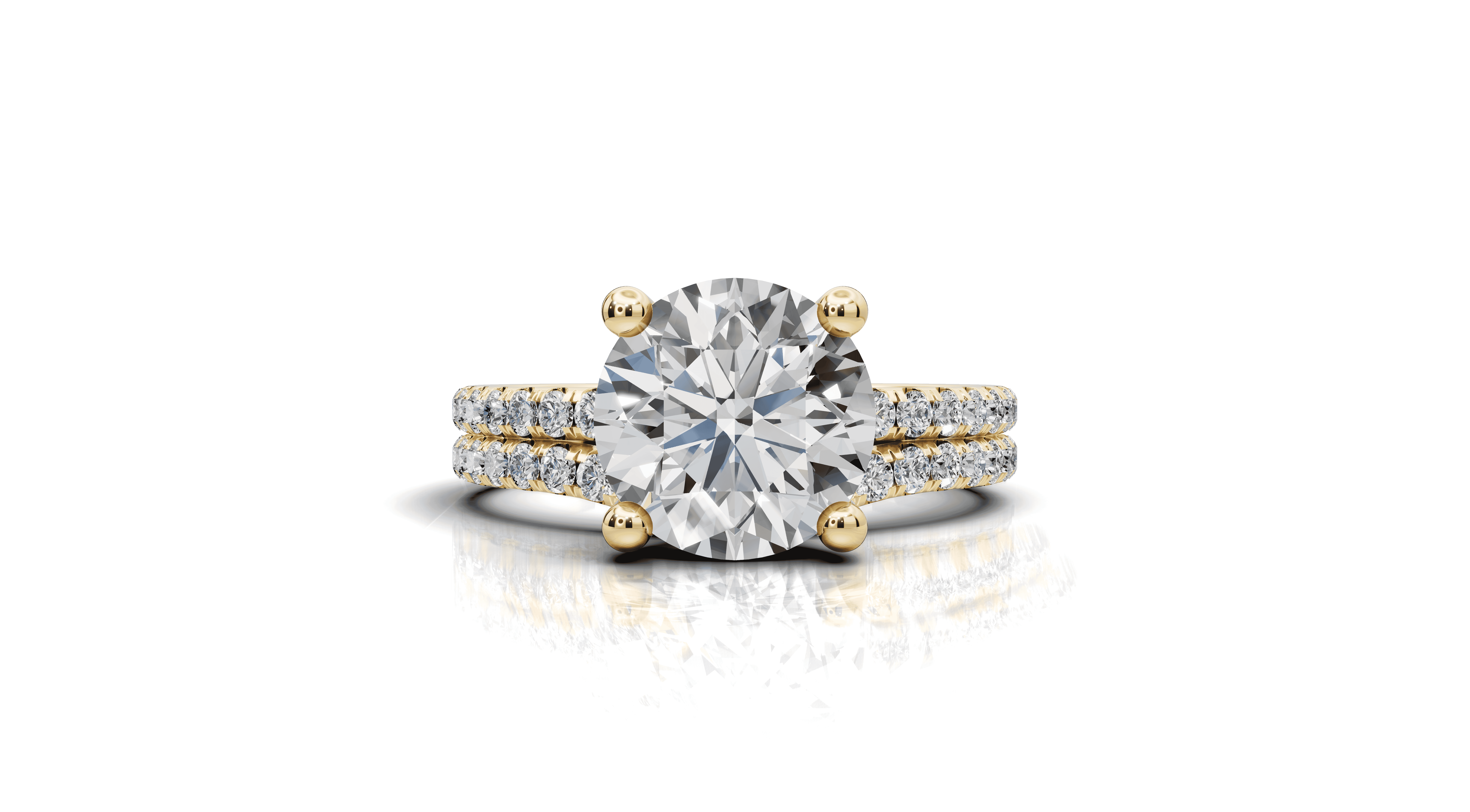 14K Yellow Gold Signature Hearts & Arrows Classic Hidden Halo Pavé Lab Engagement Ring (1/4ct. tw.)